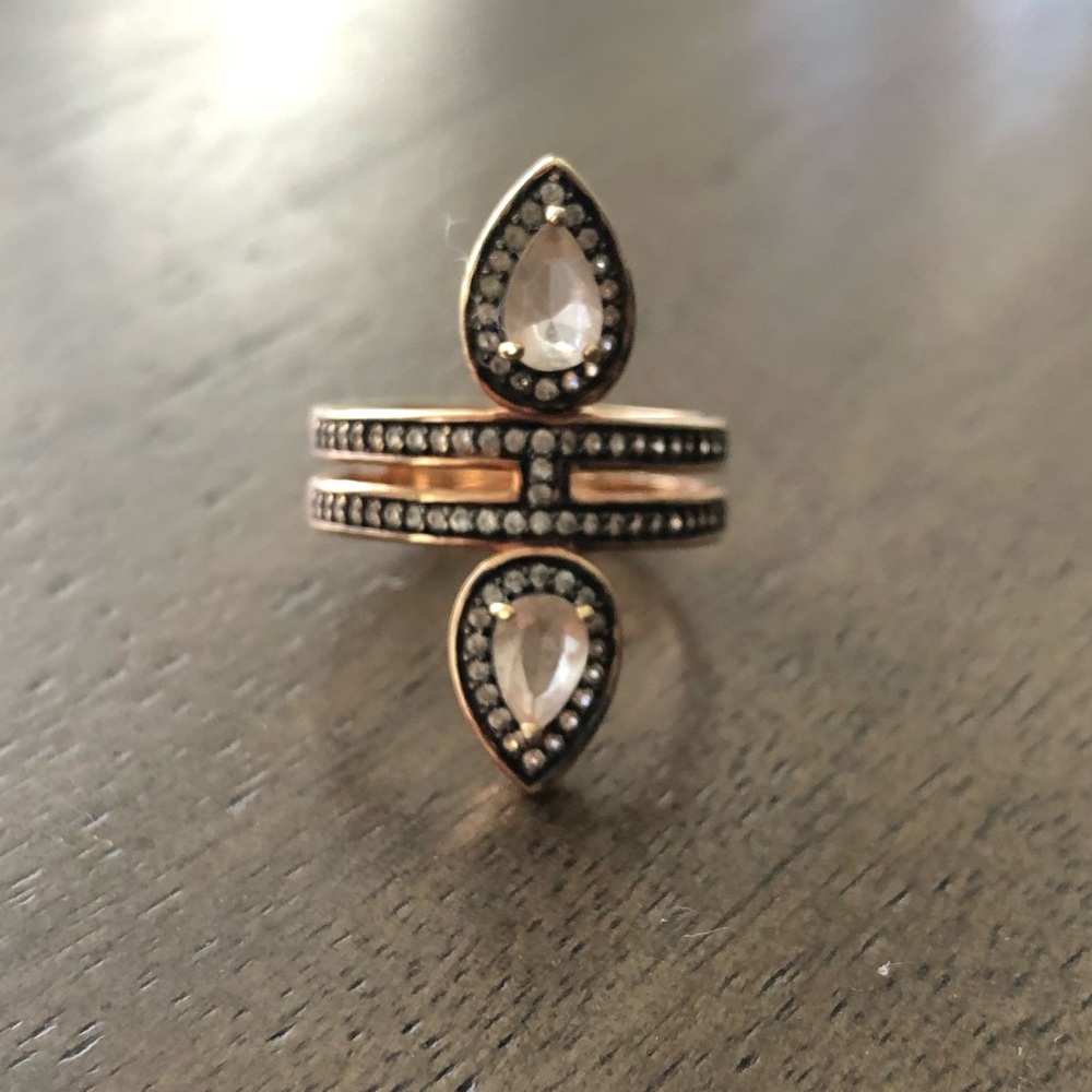 Savvy Cie Rose Gold Vermeil Morganite CZ Ring 7